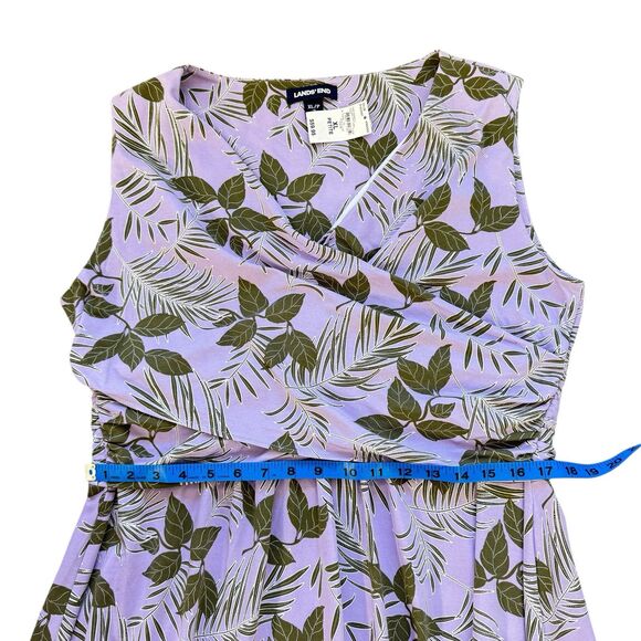 Lands End Dress Womens Size XL Petite Surplice Purple Faux Wrap Sleeveless - Picture 8 of 14